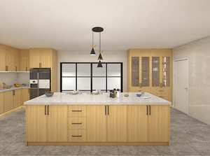 Muebles de Cocina Modernos con Isla, Acabado en Melamina con Aspecto de Madera - Product Image 6