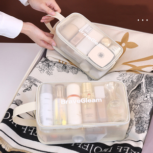 Trousse de maquillage en maille grande capacité, sac de rangement portable pour voyage, trousse de toilette multifonctionnelle - Product Image 5