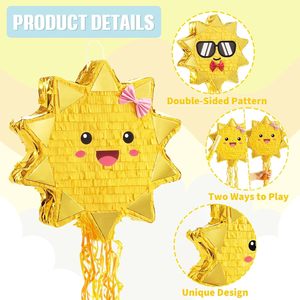 Décorations de fête Sun Piata avec cordon à tirer, masque pour les yeux et chauve-souris inclus, pour filles, enfants, anniversaire, baby shower, fête d'été - Product Image 4