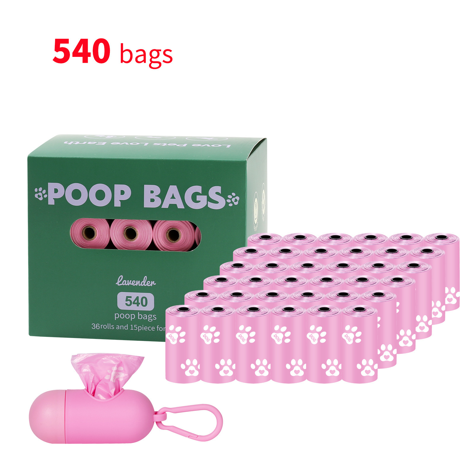 Rose 36 rouleaux par boîte + distributeur
