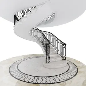 Foshan fabrikasından ÇELİK TABAKA Stringer ile kapalı fantezi ferforje korkuluk kavisli merdiven