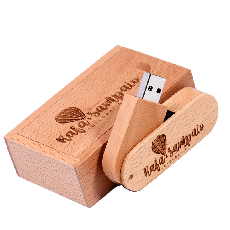 Gratis Samples Houten Memoria Usb Memory Stick Met Geschenkdoos Voor Bruiloft Swivel Thumb Usb Flash Drive