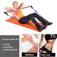 Kit de barre de Pilates portable avec bandes de résistance, barre détachable en 3 sections, équipement de fitness pour la maison, yoga, squats, entraînement du corps entier