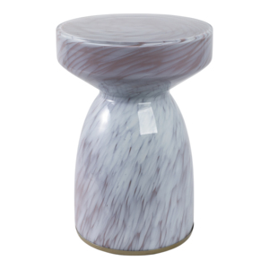Tavolino d'appoggio in vetro artistico arrotondato per soggiorno e camera da letto, tavolino da caffè per uso quotidiano - Product Image 2