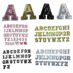 Nouveaux patchs thermocollants à sequins de 6,5 cm (2,55 pouces) avec bordure rose, or et argent, lettres et chiffres scintillants - Product Image 3