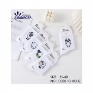 Chaussettes longueur cheville en soie nylon blanc pour femme Taille personnalisable Respirant Jacquard Print Design Summer Crew Girls' Crew Logo - Product Image 1