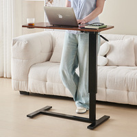 Mesa de Noche Metálica Móvil Ajustable, Escritorio Plegable para Portátil, Mesa de Estudio, Mesa de Sofá, Mesa de Comedor Hidráulica