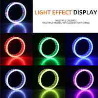 Couvre-phare LED diamant 5D de 3 pouces rond avec contrôle par application, yeux d'ange LED RGB pour motos et voitures, feux de jour DRL