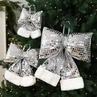 Décoration de Noël en forme de papillon avec paillettes satinées, style européen et américain, pendentif pour arbre de Noël, ornement suspendu pour vitrine