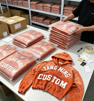 Fabrication OEM de vêtements : Sweat à capuche zippé personnalisé avec broderie appliquée, épais, délavé à la pierre, coupe courte et effet usé