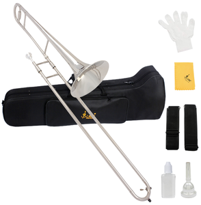 Trombone ténor en Sib pour débutants SLADE, argenté, OEM, avec étui, embouchure et huile - Product Image 1