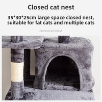 Arbre à chat tout-en-un 5 niveaux avec lit, plateforme de saut et griffoir en bois et sisal, style épuré