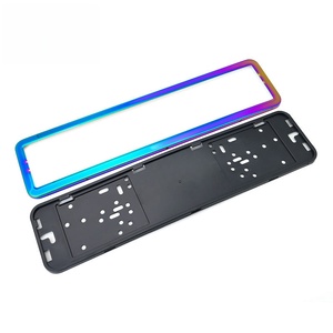 Cadre de plaque d'immatriculation, fabrication directe usine, norme européenne, support de plaque d'immatriculation en acier inoxydable bleu arc-en-ciel. - Product Image 1