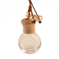 Bouteille de parfum de voiture en verre rechargeable transparente 6ml bouteille de parfum sphérique de désodorisant de voiture avec bouchon en bois
