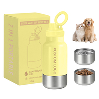 Bouteille d'eau pour chien en acier inoxydable personnalisée de 32 oz, double paroi isolée, distributeur de nourriture 2-en-1 pour chiot, pour les promenades, les voyages et les activités de plein air