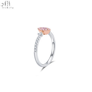 Newest Products Fine Delicate Shiny Pink Diamonds Engagement Ring Jewelry 18K Solid White Rose Gold Real Natural Diamonds Ring - Product Image 2