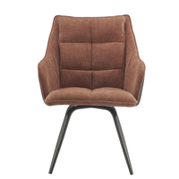 Chaises de salle à manger pivotantes de style français, en tissu brun de qualité supérieure, modèle de ferme, pieds en métal, style mi-millénaire