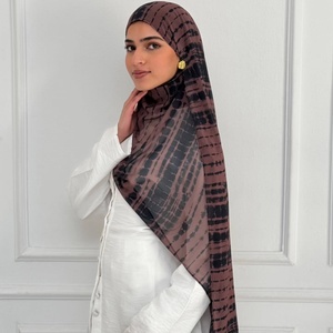 Tùy chỉnh 2025 phổ biến <span class=keywords><strong>lurex</strong></span> cao cấp ombre đá cẩm thạch tiedye in hijab dài voan hijab tùy chỉnh kích thước - Product Image 2