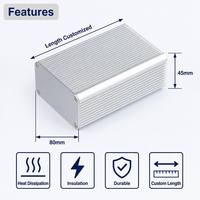 Boîtier de contrôle en aluminium extrudé 80x45x120mm avec dissipateur thermique à ailettes pour alimentation à découpage, électronique PCB, anodisé