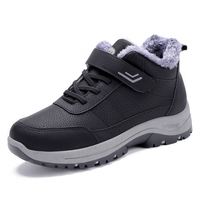 Chaussures d'hiver pour hommes, bottes de neige doublées pour l'extérieur, antidérapantes, chaussures de marche, fermeture Velcro, bottes confortables pour le froid pour adultes