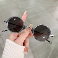 Gafas de Sol Polarizadas de Metal para Mujer, Estilo Punk, Montura Redonda Retro, Estilo Europeo Americano, Tendencia Urbana, 9021