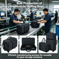 Sac de transport à roulettes pour contrôleur DJ, multi-poches, valise pour mixeur de piano avec roues, sac de transport pour accessoires de contrôleur DJ - Vente Flash