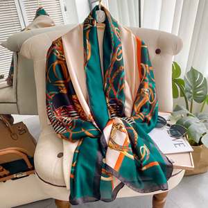 Elegante sciarpa <span class=keywords><strong>di</strong></span> seta <span class=keywords><strong>di</strong></span> design in seta stile rettangolo stampato in seta <span class=keywords><strong>di</strong></span> lusso marchio <span class=keywords><strong>di</strong></span> stampa personalizzato per donne 180*90cm <span class=keywords><strong>scialle</strong></span> - Product Image 2
