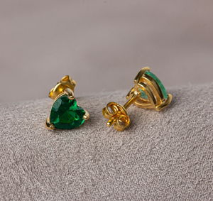 Pendientes de Esmeralda Natural de 5MM con Corte Esmeralda, Oro Amarillo de 14K, Chapados en Oro, Regalo de Boda Vintage - Product Image 1