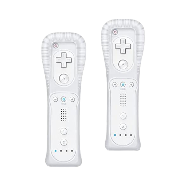 TIANHOO 2-Pack White Wireless BT Wii Remote Controller Silicone Case Wrist Strap Built-in Motion Plus Model HPW003 for
