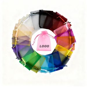 Stock Organza <b>Drawstring</b> Gift Pouch Mesh Jewelry Storage Bag for Rings Earrings <b>Bracelets</b> Necklaces Cosmetic Packaging Printing - Product Image 1