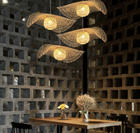 Lampe suspendue en bambou pour chambre à coucher en Asie du Sud-Est, faite à la main en osier, design moderne, LED, télécommande, DIY, diamètre 30 cm