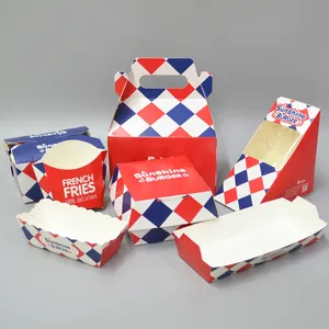 ハンバーガーペーパーラップアルミニウム寿司タコテイクアウトボックスレストラン用サービングトレイファーストフード包装紙箱を取り出します