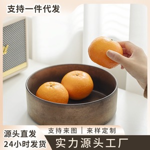 Ceramic Deep Serving Plate Round Handmade Retro Style <b>Large</b> Size For Home Tea Wash Fruit Dish Desktop Use - Product Image 4