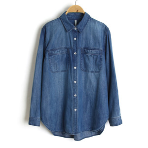 Nuova <span class=keywords><strong>Camicia</strong></span> in Denim Personalizzata <span class=keywords><strong>da</strong></span> <span class=keywords><strong>Donna</strong></span>, Top Blu a Maniche Lunghe, Blusa in <span class=keywords><strong>Jeans</strong></span> alla Moda, <span class=keywords><strong>Camicia</strong></span> in Denim Morbido <span class=keywords><strong>da</strong></span> <span class=keywords><strong>Donna</strong></span> - Product Image 1