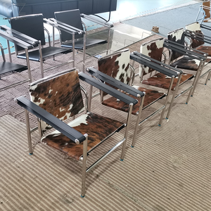 Ghế sofa đơn da bò màu nâu phong cách Bắc Âu cổ điển hiện đại giữa thế kỷ, ghế nghỉ ngơi trang trí bằng da cho phòng khách - Product Image 5