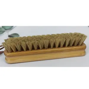 Shoe Brush Manufacture Water Varnished Bamboo Flat Pig Hair Shoe Cleaning Brush For Cleaning The Leather