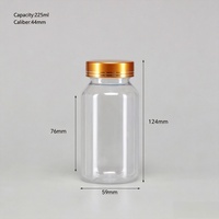 Emballage pharmaceutique, flacon de 225 ml pour comprimés, flacon en plastique pour pilules et capsules avec bouchon à vis/bouchon à clapet