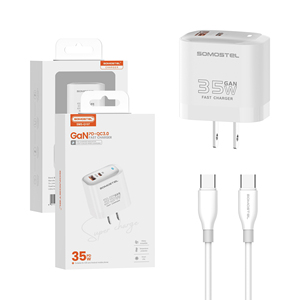 Caricabatterie rapido da viaggio Somostel Q107 PD 35W con spina EU/US per cellulari, con cavo dati TYPE-C USB, caricabatterie per cellulari. - Product Image 5