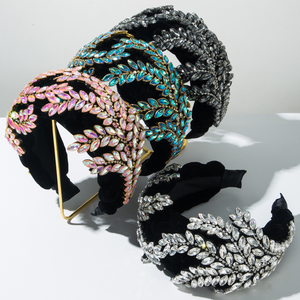 Fashion Flannelette Braided <b>Headband</b> Diamond Maple Leaf Shiny Light Luxury Hair Hoop Gorgeous Banquet Hair Accessories - Product Image 1