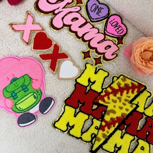 Festivals glitter golden edge chenille embroidery patches Durable Sustained Eco-friendly for clothes - Product Image 3