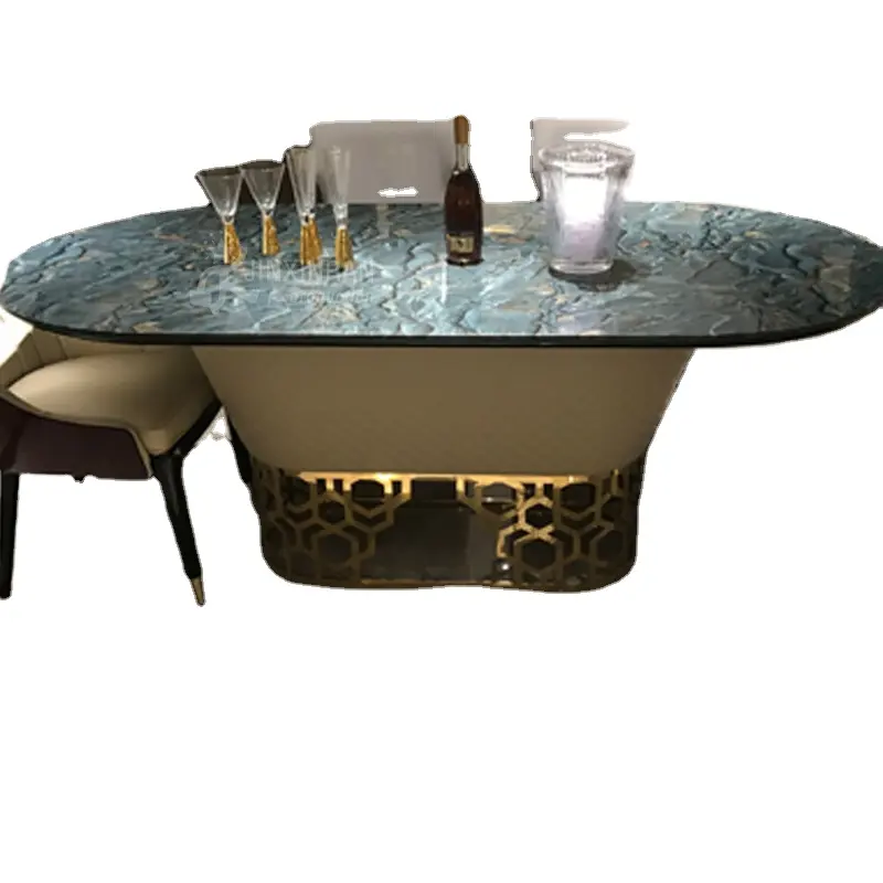2019 móveis de casamento 10 lugares forma oval casa sala de jantar mesa oval tampo de mármore mesa de jantar do restaurante