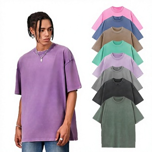 T-shirt en coton uni surdimensionné pour homme, manches courtes, col rond, style streetwear décontracté, jersey uni teint - Product Image 4