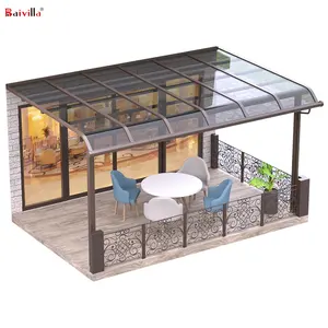 Khung Nhôm Trắng Ngoài Trời Không Thấm Nước Polycarbonate Canopy Mái Hiên Mưa