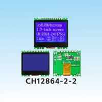 CH12864-2-2 ChuanHangDisplay 128x64 Modul LCD Grafis COG Bingkai Besi ST7567 FPC Lampu Latar LED Kecerahan Dapat Disesuaikan 39.8x25.5mm
