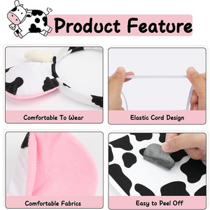 C045 Cow Headband Cuddly Toys Adults Horns Stuffed Party Halloween Costume Elastic Hair Bands Halloween Costume Cosplay Cow <strong>Mask</strong> - Product Image 2