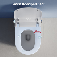 Toilette intelligente monobloc à LED avec télécommande chauffante, nettoyage automatique, bidet intelligent sans réservoir