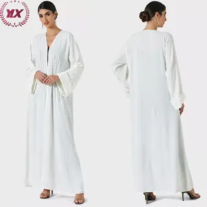 Kustom elegan putih murni bordir buatan tangan pemasok Abaya grosir bordir desain terbaru 2023 Abaya Dubai