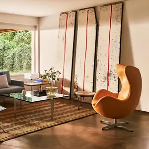 YIPJ kursi sofa Nordik Italia kursi putar kulit ruang tamu tunggal kursi santai desainer kursi cangkang telur