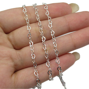 Chaînes en forme de cœur de 6 mm de style classique YIMI en vrac pour la fabrication de bijoux, bracelet en argent véritable 925 - Product Image 1