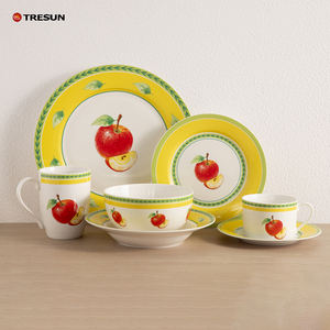 Vajilla de Porcelana con Diseño de Manzana, Personalizada, OEM/ODM, Vajilla Infantil Bonita, Juego de Vajilla de Cerámica - Product Image 1